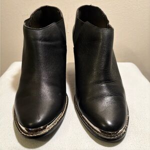Dolce Vita Black Leather Ankle Boots with Silver Trim